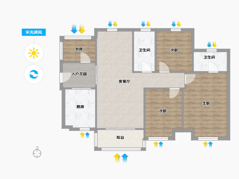 广东省-惠州市-时代可园-92.00-户型库-采光通风