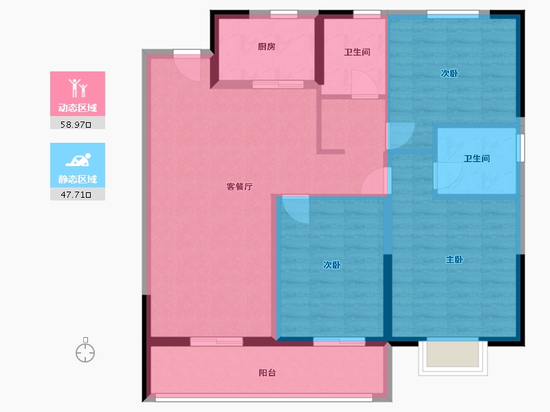 浙江省-宁波市-姚玖湾-96.00-户型库-动静分区