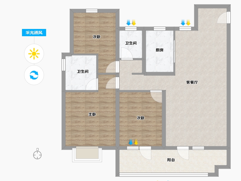 山东省-枣庄市-秀地文昌嘉苑·璟苑-98.40-户型库-采光通风