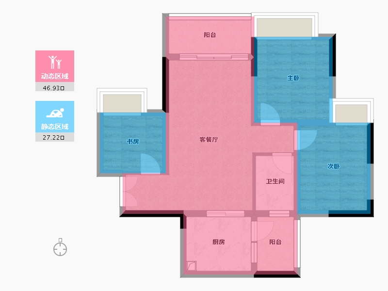 重庆-重庆市-海城天上天城-67.20-户型库-动静分区