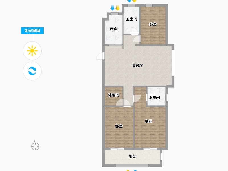 浙江省-温州市-滨沁华庭-111.20-户型库-采光通风