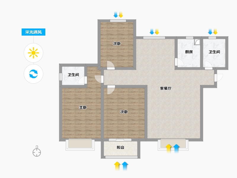 河北省-石家庄市-颐园-116.18-户型库-采光通风