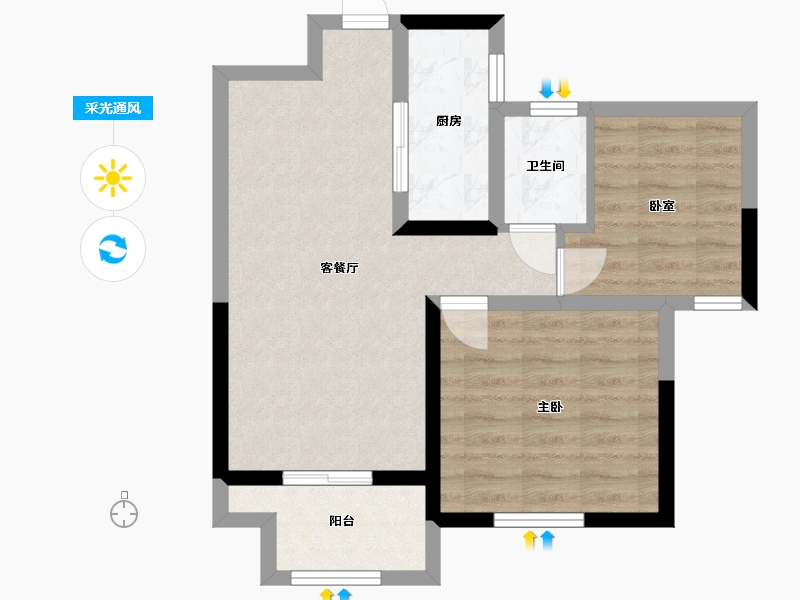 湖南省-长沙市-金塘家园-64.00-户型库-采光通风