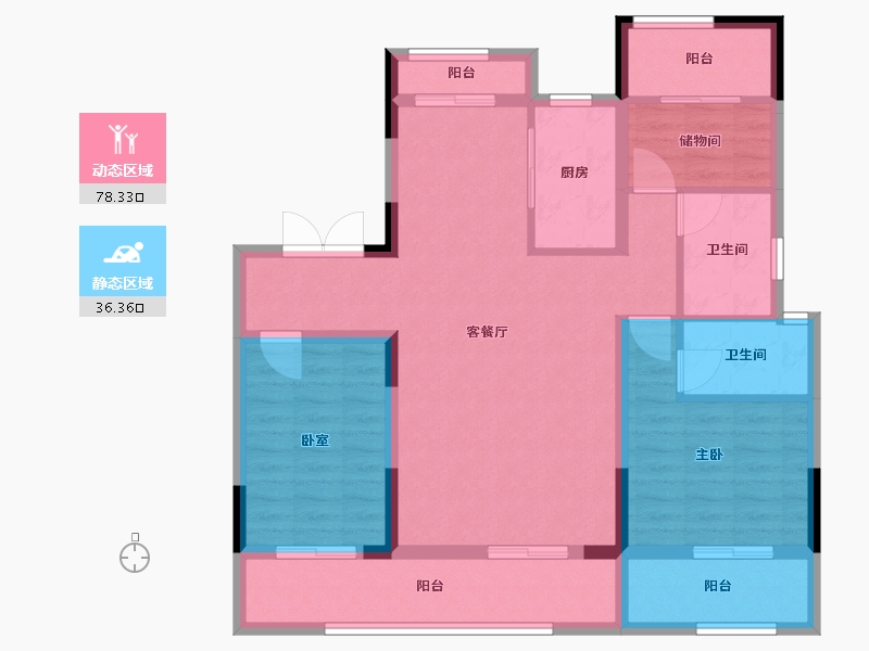 河南省-周口市-羲皇·颐和云境-102.40-户型库-动静分区