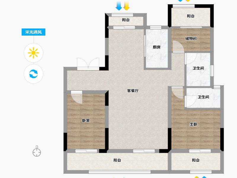 河南省-周口市-羲皇·颐和云境-102.40-户型库-采光通风