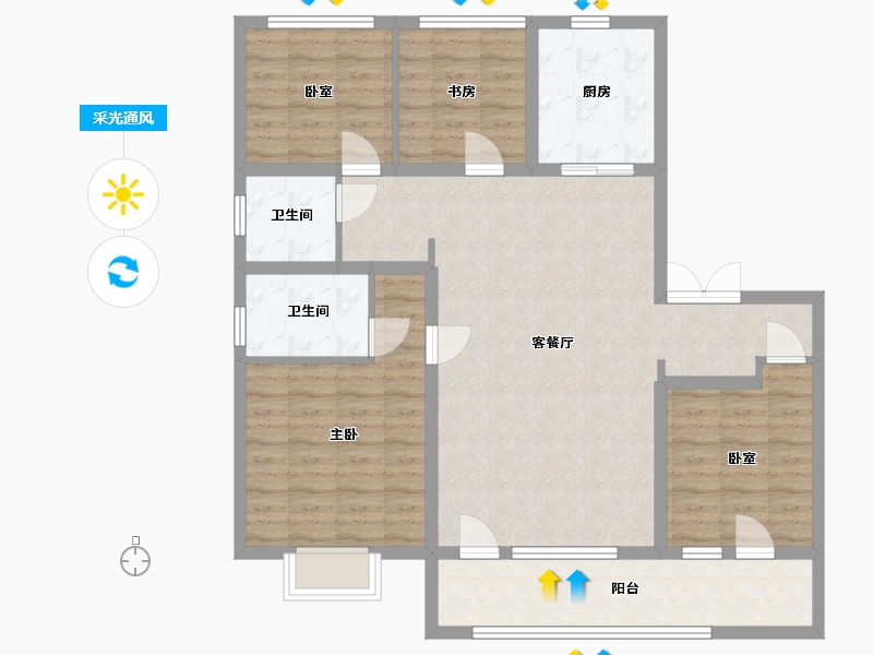 山东省-枣庄市-秀地文昌嘉苑·璟苑-107.97-户型库-采光通风