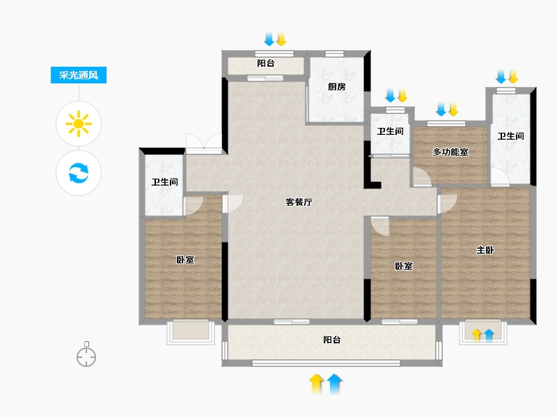 江苏省-苏州市-虞溪阁-151.98-户型库-采光通风