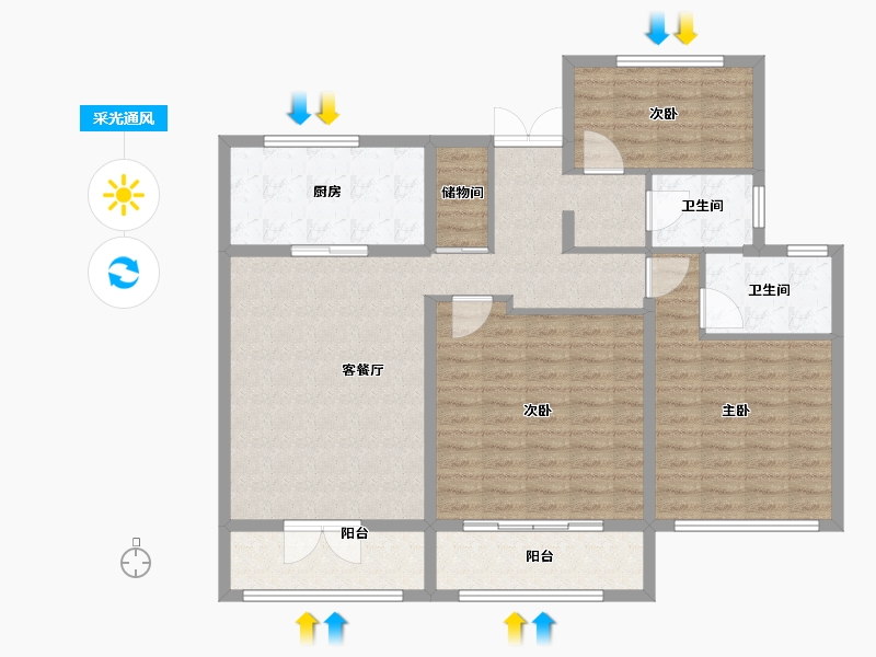 湖北省-黄冈市-黄州澳海府-118.00-户型库-采光通风