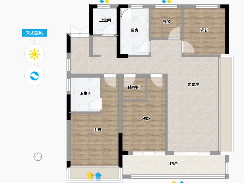 浙江省-绍兴市-振东颐居-97.02-户型库-采光通风