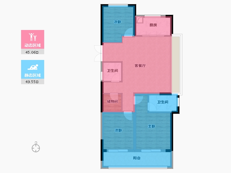 浙江省-绍兴市-振东颐居-84.38-户型库-动静分区