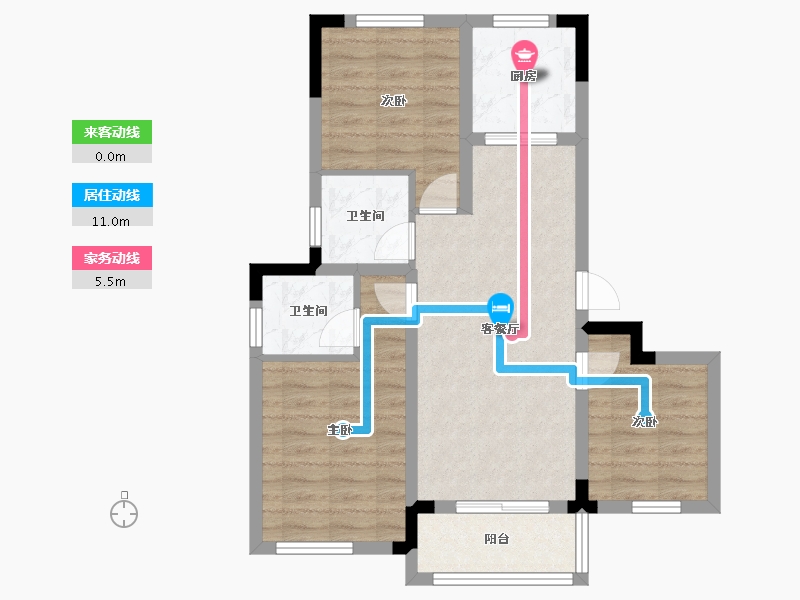 山东省-泰安市-铂悦青云-85.37-户型库-动静线