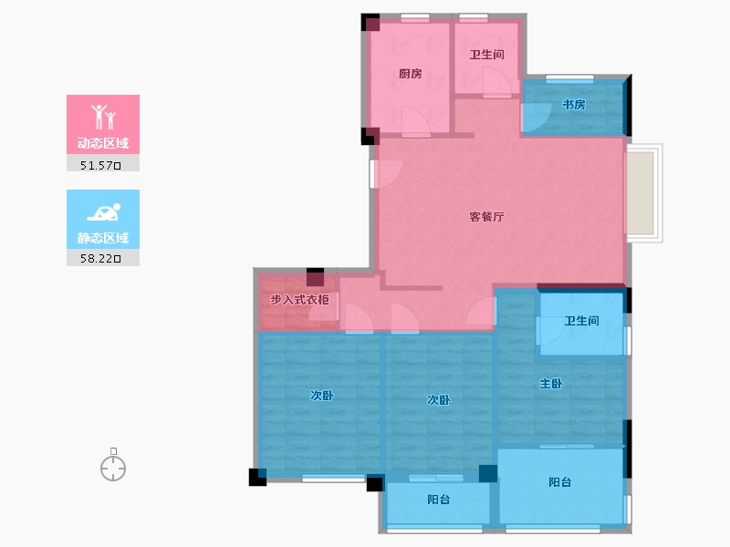 浙江省-宁波市-得力·玖和府-98.85-户型库-动静分区