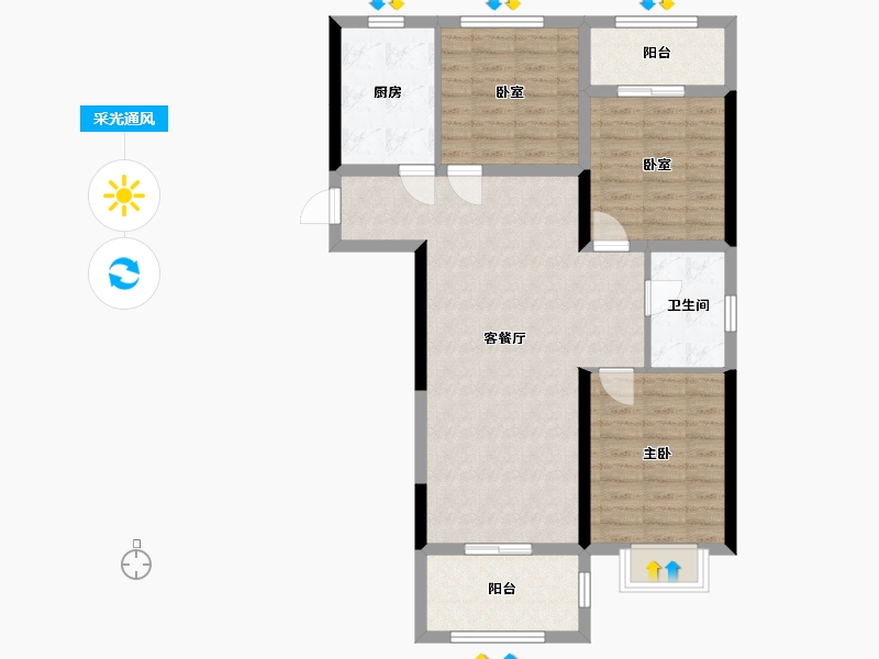 河南省-洛阳市-绿洲花园南区-110.00-户型库-采光通风