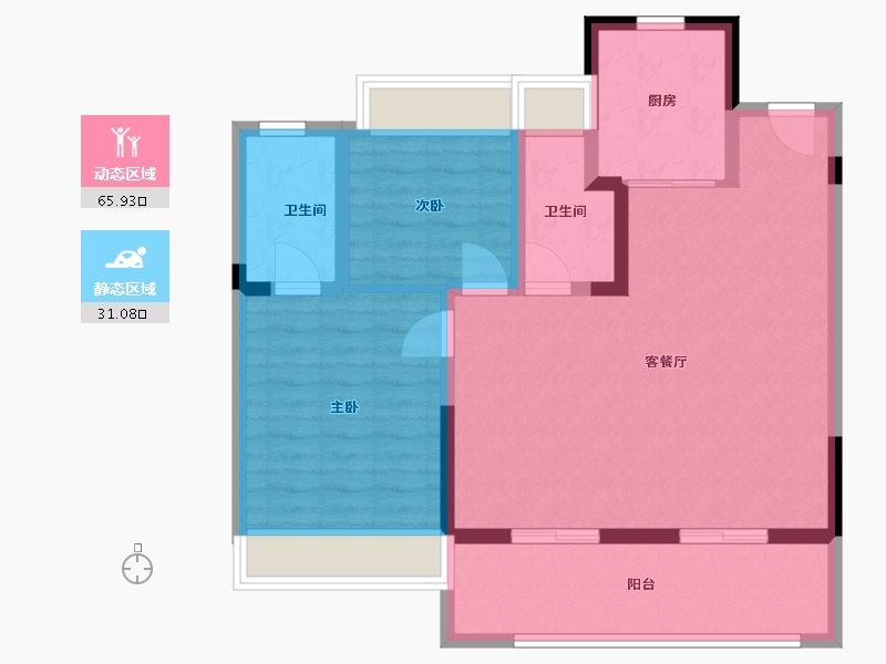 江苏省-淮安市-文锦城五期金陵府-87.20-户型库-动静分区