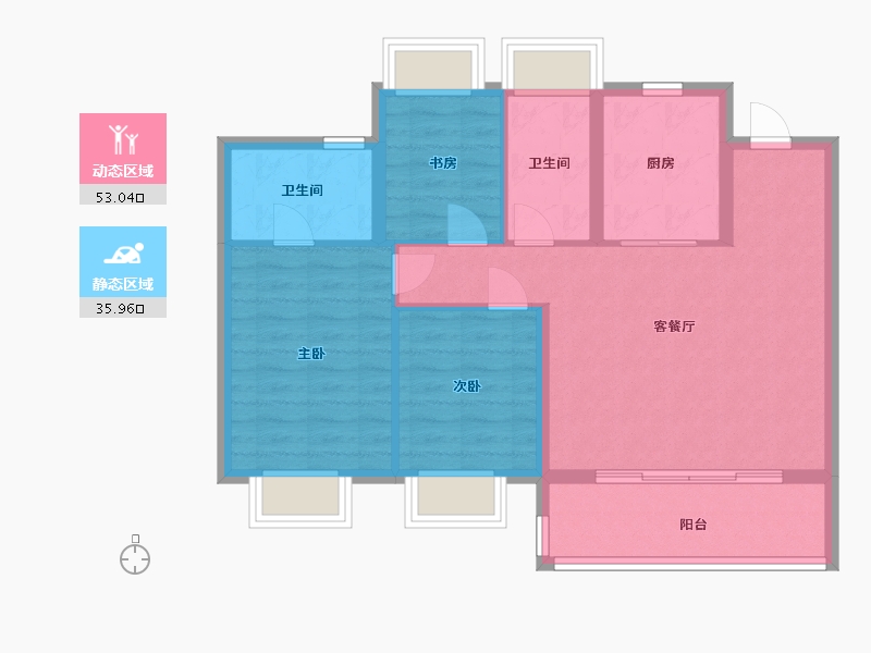 江苏省-苏州市-中铁·堂阅-80.00-户型库-动静分区