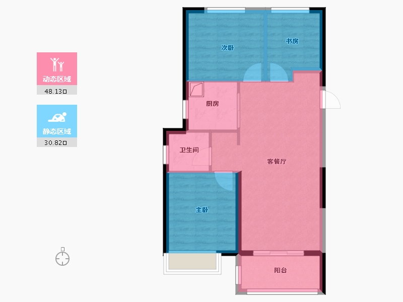 河南省-郑州市-锦艺四季城-71.02-户型库-动静分区