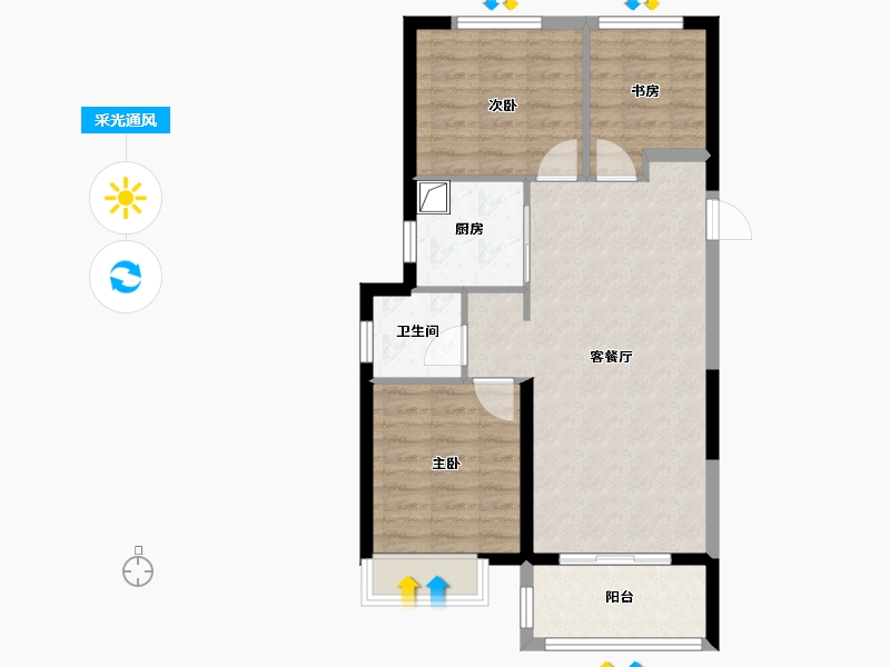 河南省-郑州市-锦艺四季城-71.02-户型库-采光通风