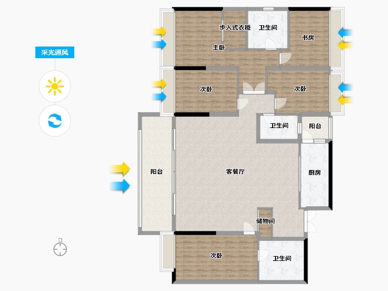 四川省-成都市-江安礼岸-197.32-户型库-采光通风