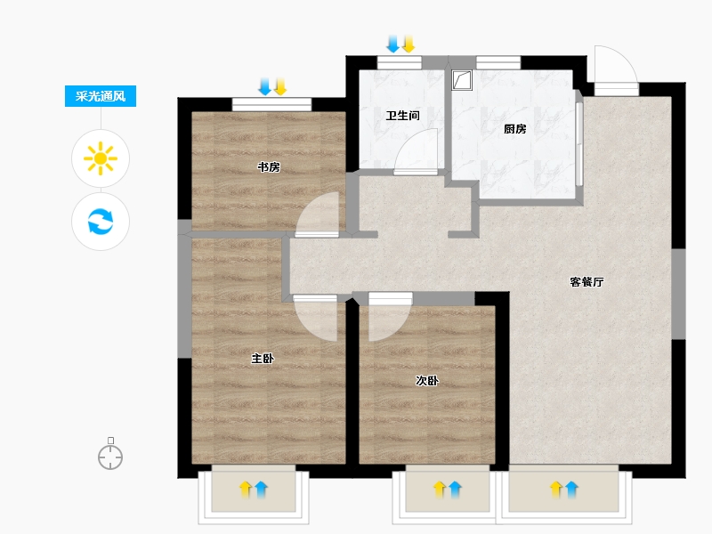 天津-天津市-万科运河文化村-71.23-户型库-采光通风