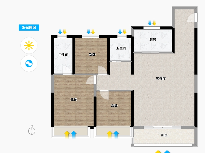 河南省-新乡市-通派昌建牧云台-109.10-户型库-采光通风