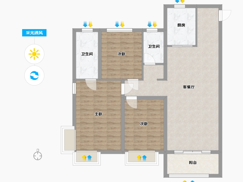 河南省-濮阳市-怡海紫宸院-95.13-户型库-采光通风