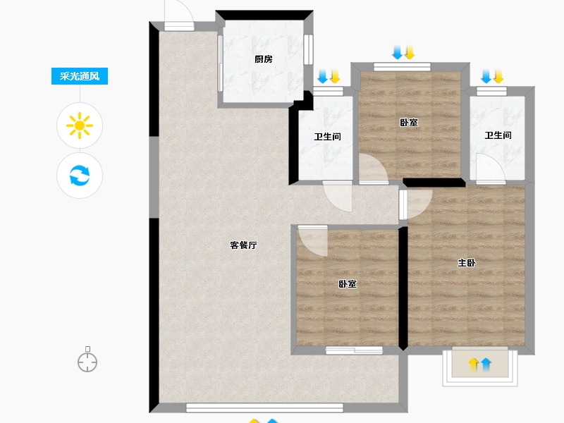 浙江省-温州市-滨江壹号-80.00-户型库-采光通风