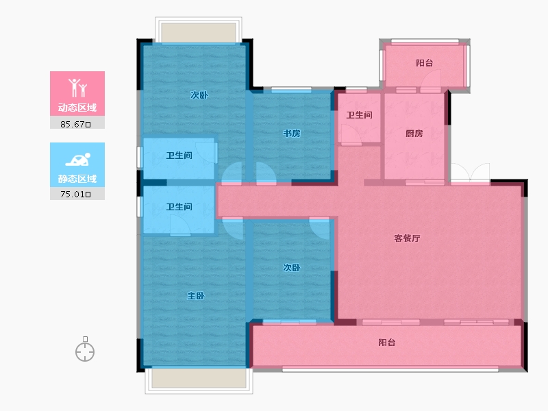 陕西省-汉中市-城市更新·铂悦-145.06-户型库-动静分区