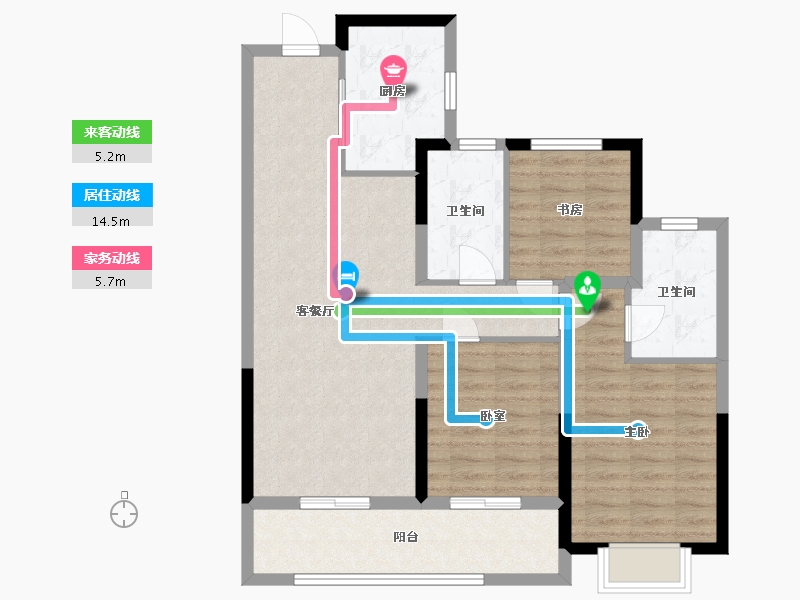 浙江省-宁波市-姚玖湾-88.00-户型库-动静线