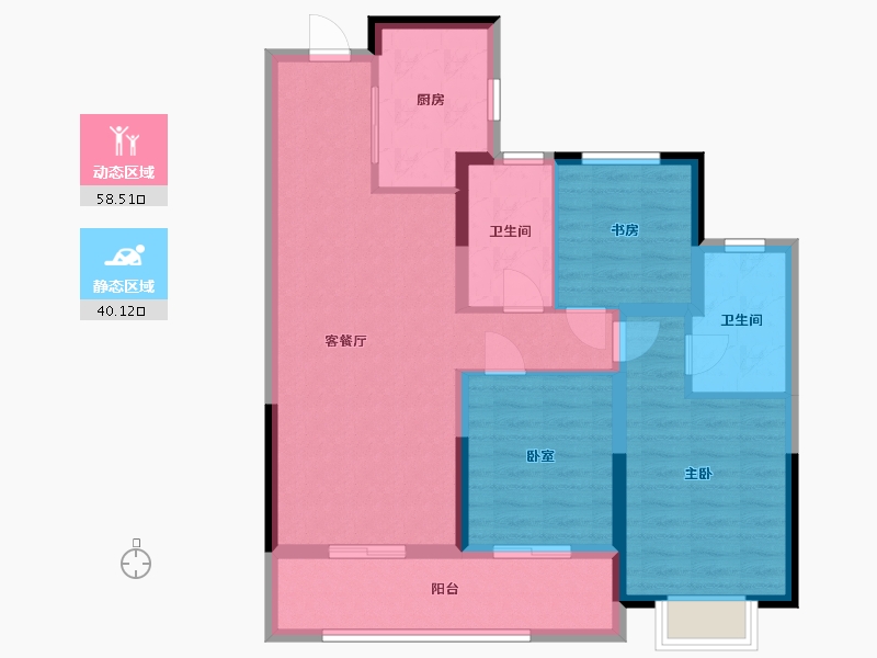 浙江省-宁波市-姚玖湾-88.00-户型库-动静分区