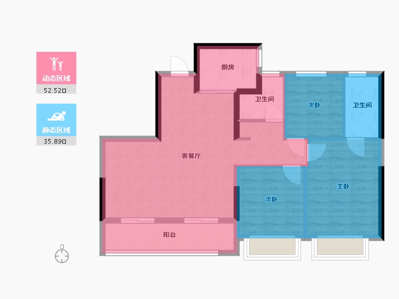 浙江省-嘉兴市-玖晟园-79.30-户型库-动静分区