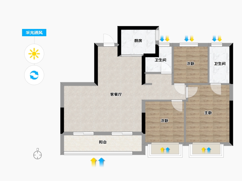 浙江省-嘉兴市-玖晟园-79.30-户型库-采光通风