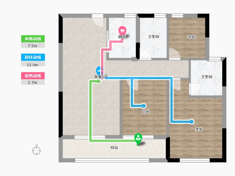 浙江省-宁波市-大观未来里-82.40-户型库-动静线