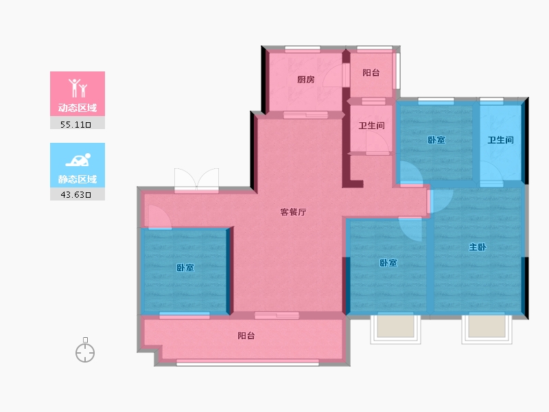 云南省-昭通市-恒业未来森林-107.20-户型库-动静分区