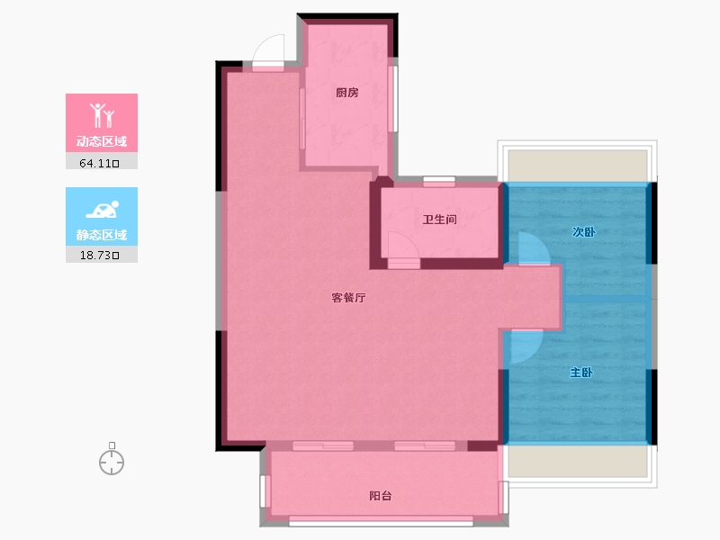 江苏省-淮安市-文锦城五期金陵府-74.40-户型库-动静分区