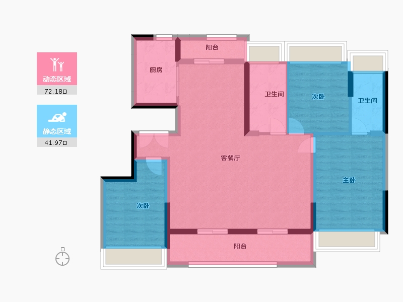 江苏省-扬州市-蝶湖院-102.40-户型库-动静分区