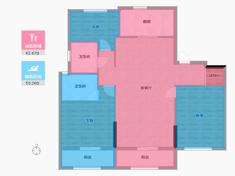 浙江省-宁波市-得力·玖和府-102.40-户型库-动静分区