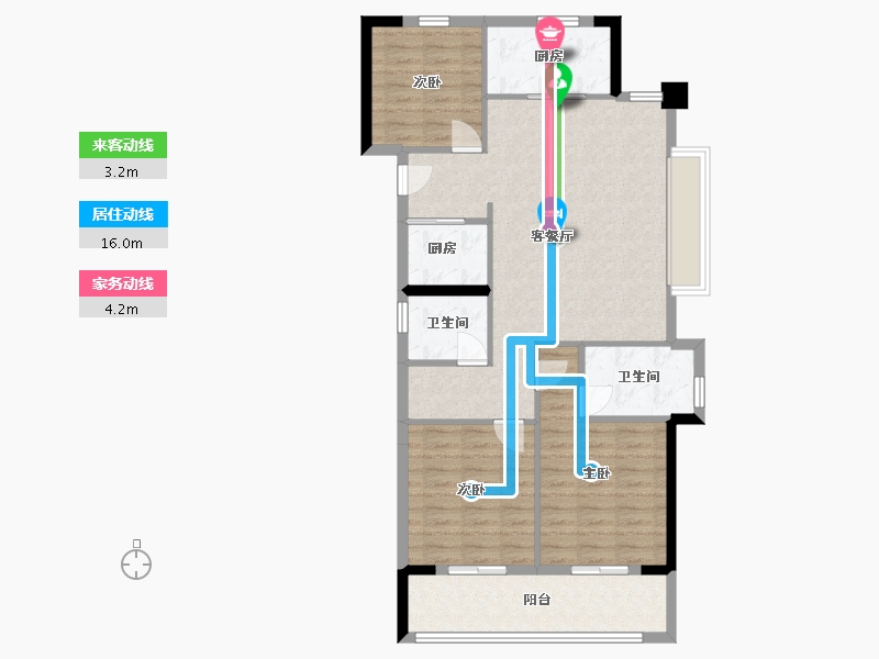 浙江省-宁波市-大观未来里-94.38-户型库-动静线