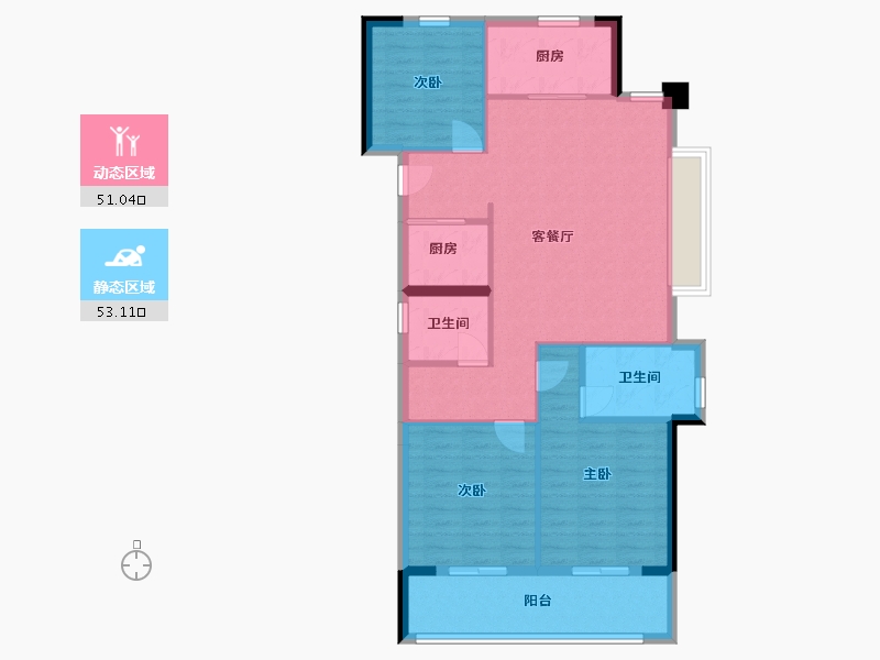 浙江省-宁波市-大观未来里-94.38-户型库-动静分区