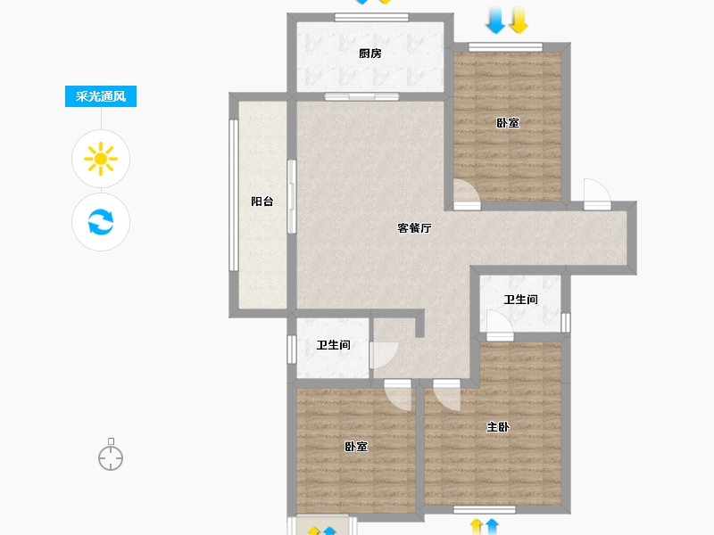 陕西省-咸阳市-桂语江南二期-108.07-户型库-采光通风