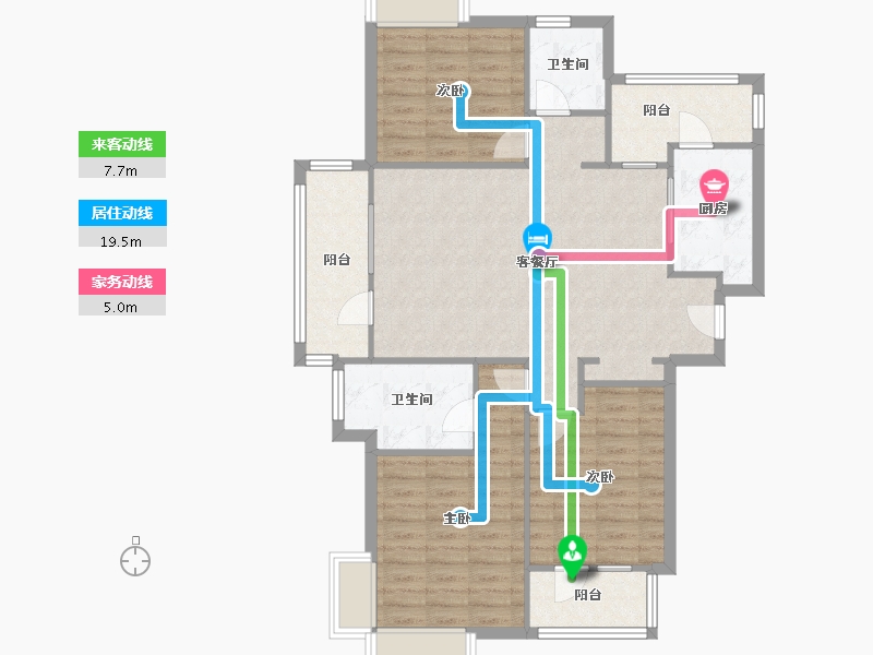 浙江省-杭州市-圣苑小区-105.02-户型库-动静线