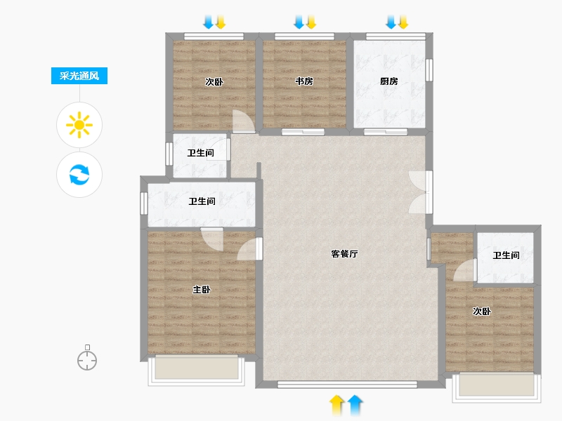 河北省-石家庄市-保利·文华天珺-119.96-户型库-采光通风