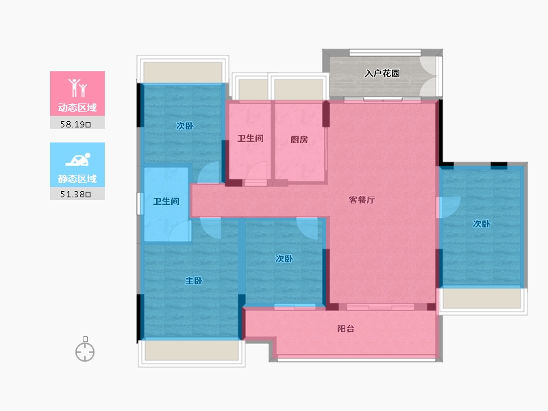 湖北省-天门市-天佳·南湖花园-104.37-户型库-动静分区