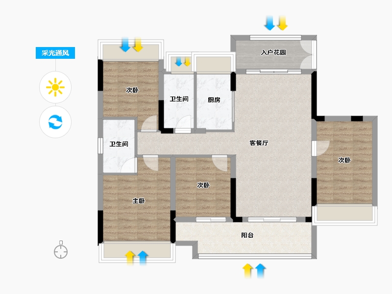 湖北省-天门市-天佳·南湖花园-104.37-户型库-采光通风