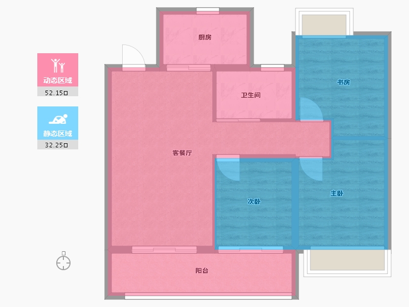 江苏省-扬州市-锦玥府Ⅱ-76.00-户型库-动静分区