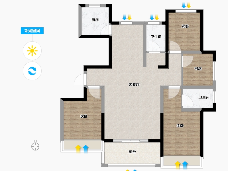 山东省-临沂市-陶园里小区-109.39-户型库-采光通风