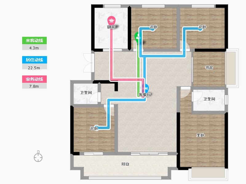 陕西省-渭南市-渭南宏帆人和府-126.40-户型库-动静线