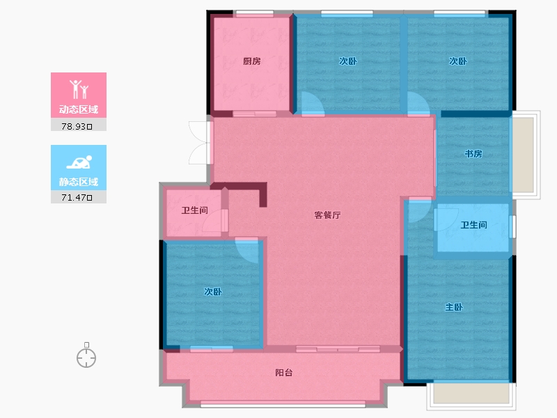 陕西省-渭南市-渭南宏帆人和府-126.40-户型库-动静分区