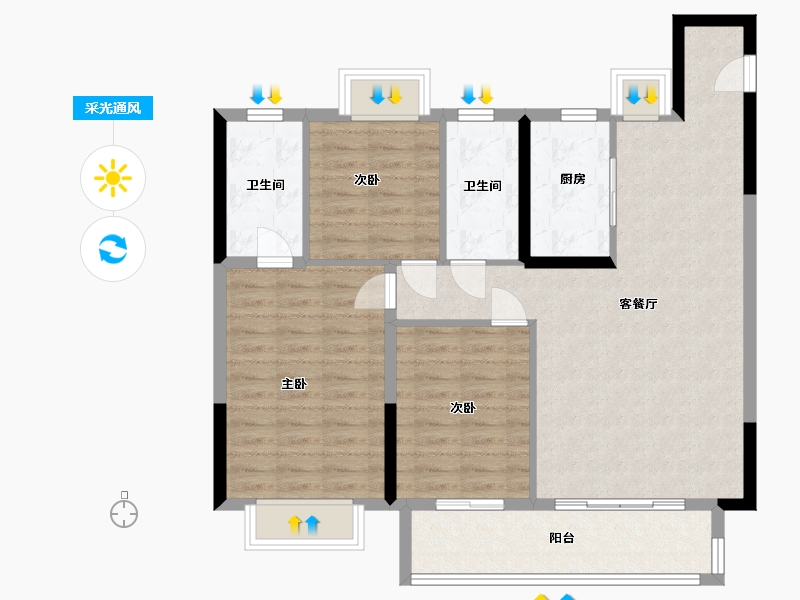 江西省-鹰潭市-万景复兴时代-93.60-户型库-采光通风