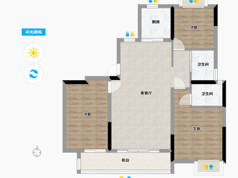 江西省-宜春市-宝梁城-89.52-户型库-采光通风