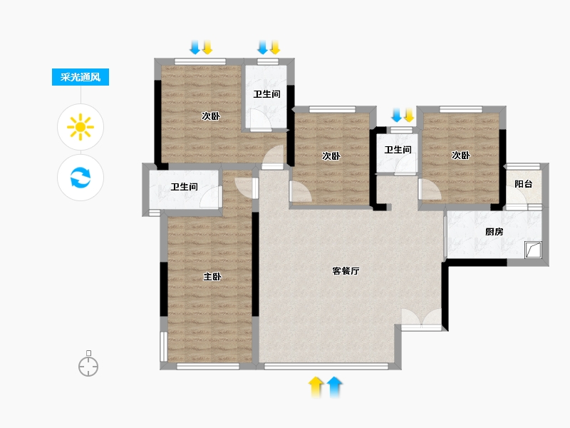 四川省-广安市-和喜·域峰（邻水）-107.15-户型库-采光通风